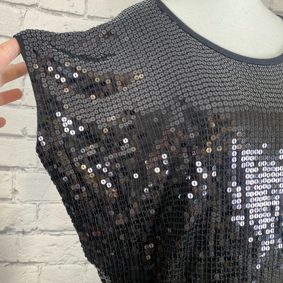 Michael Kors Black Sequin Short Sleeved Top size Small - Picture 10 of 10